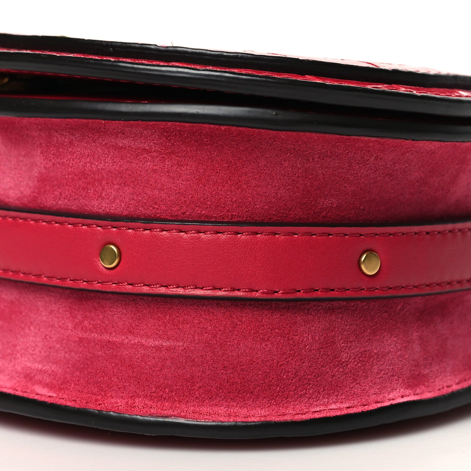 Chloe Calfskin Suede Crocodile Embossed Small Nile Bracelet Bag Crimson Pink 10 of 11