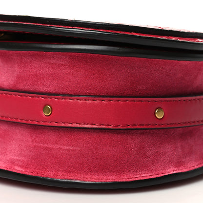 Chloe Calfskin Suede Crocodile Embossed Small Nile Bracelet Bag Crimson Pink 10 of 11