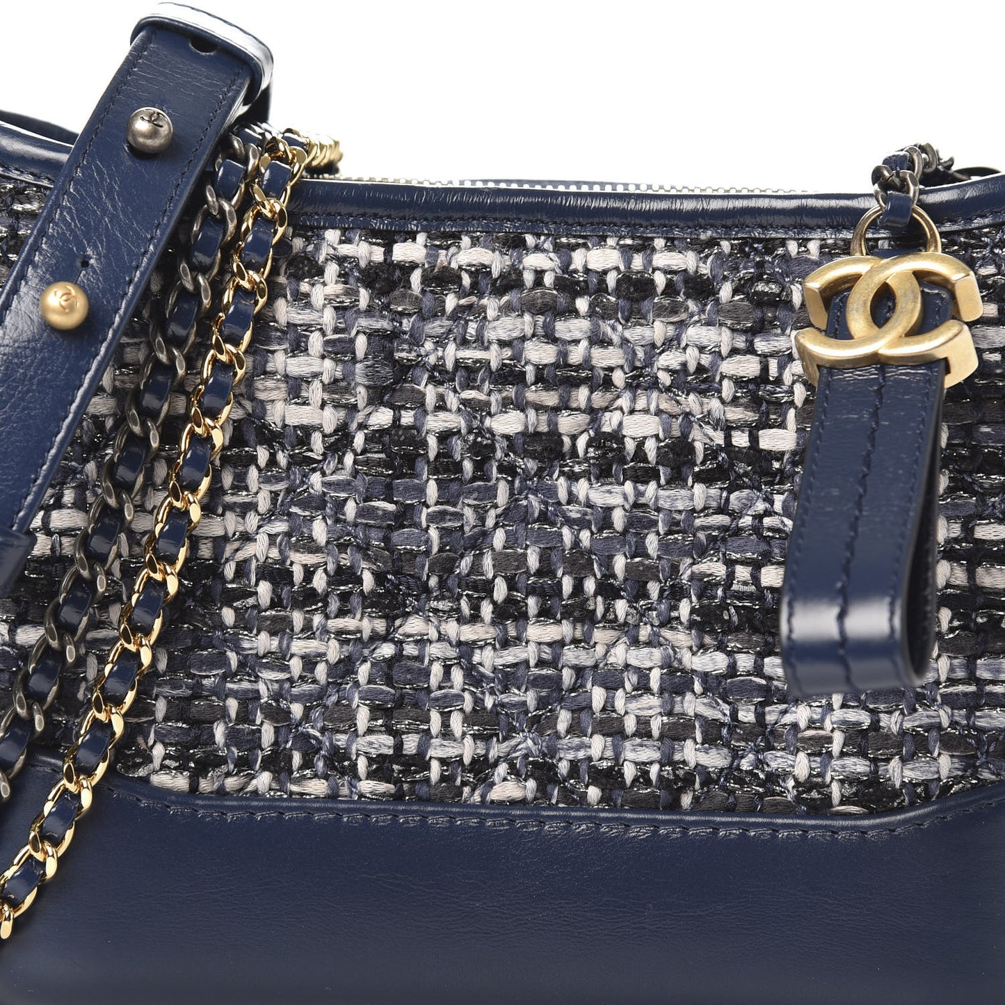 Tweed Calfskin Small Gabrielle Hobo Blue