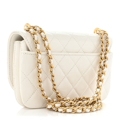 Chanel Shiny Lambskin Flap Clutch With Chain White 2 of 11
