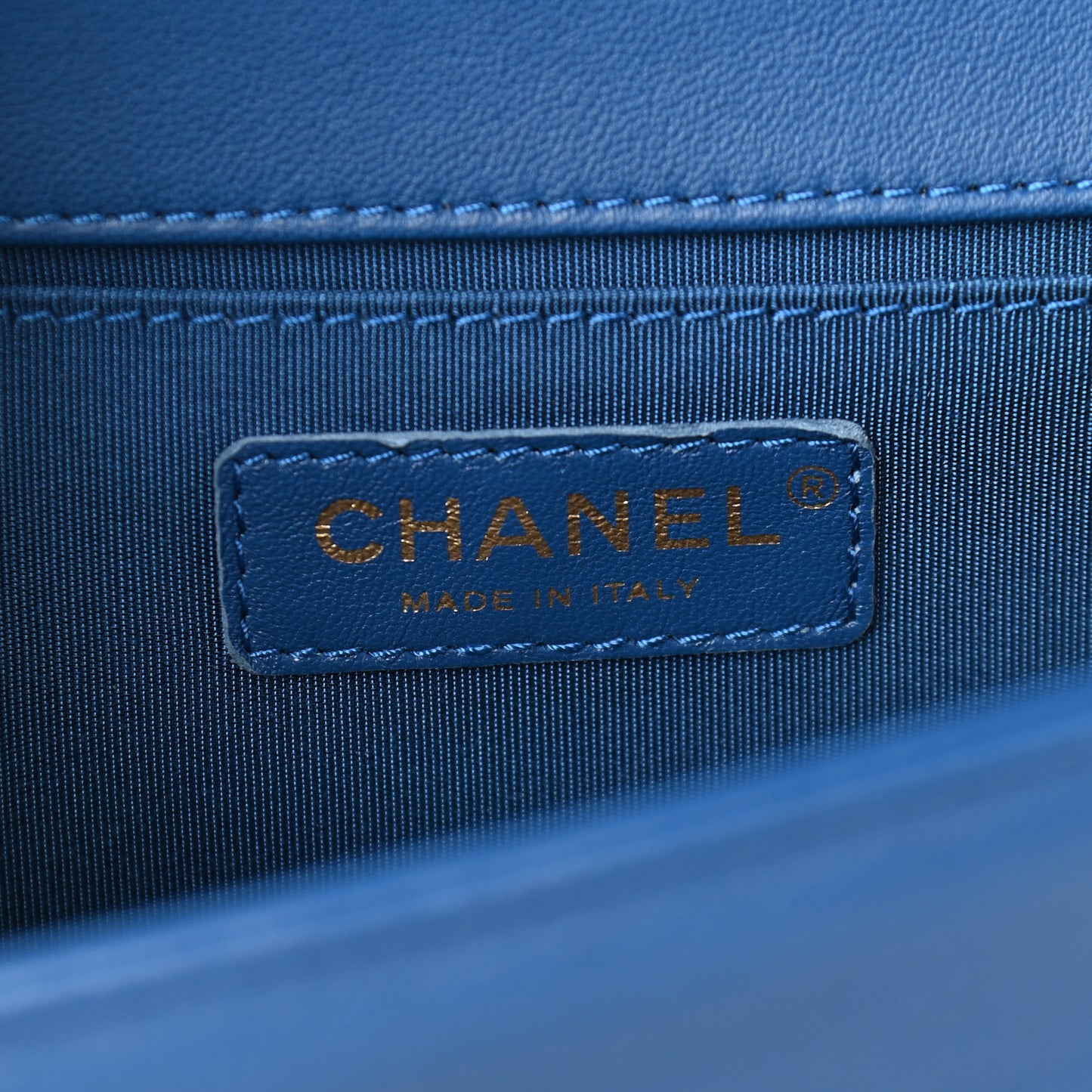 Calfskin Chevron Quilted Medium Boy Flap Bright Blue