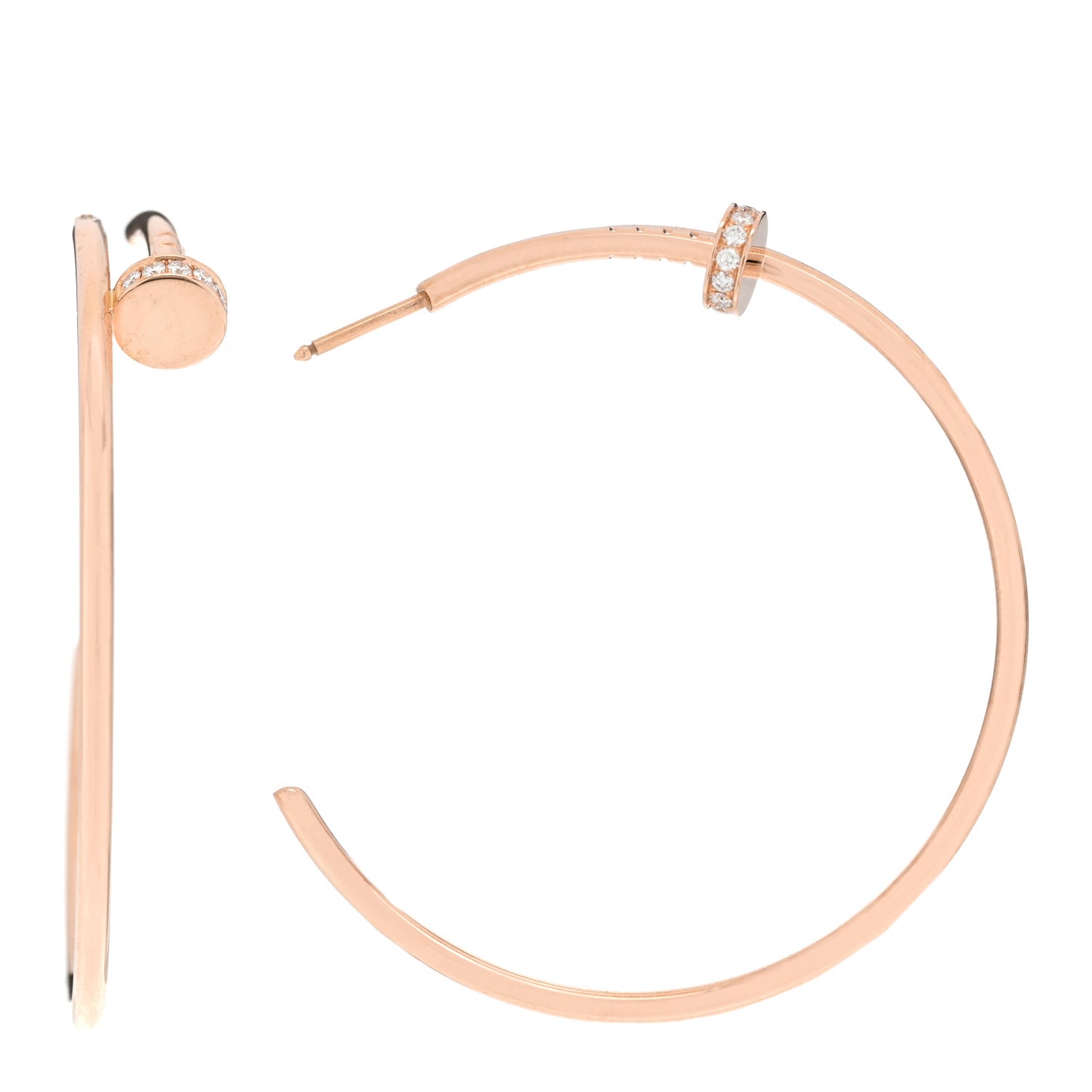 18K Pink Gold Diamond Juste Un Clou Hoop Earrings
