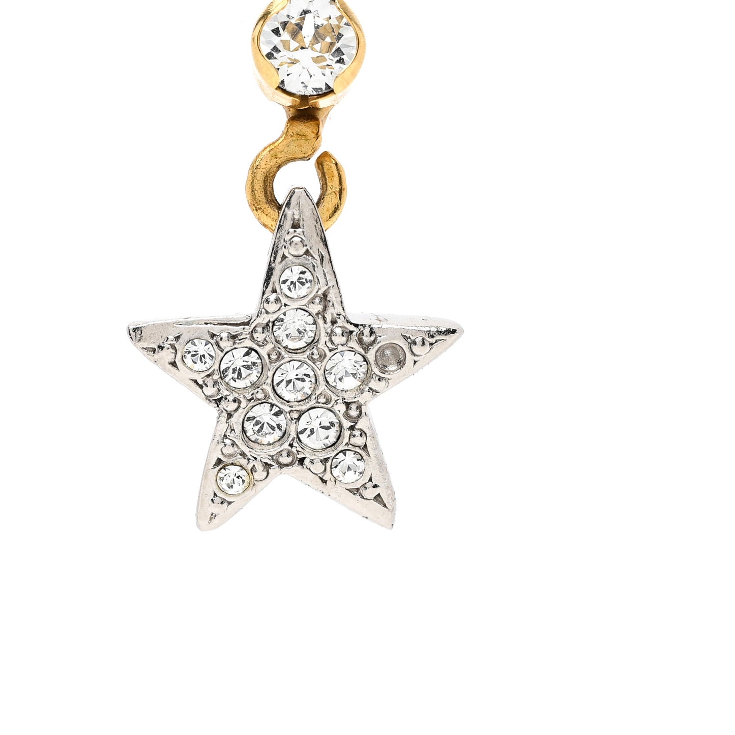 Crystal Drop Long CC Earrings Silver Gold
