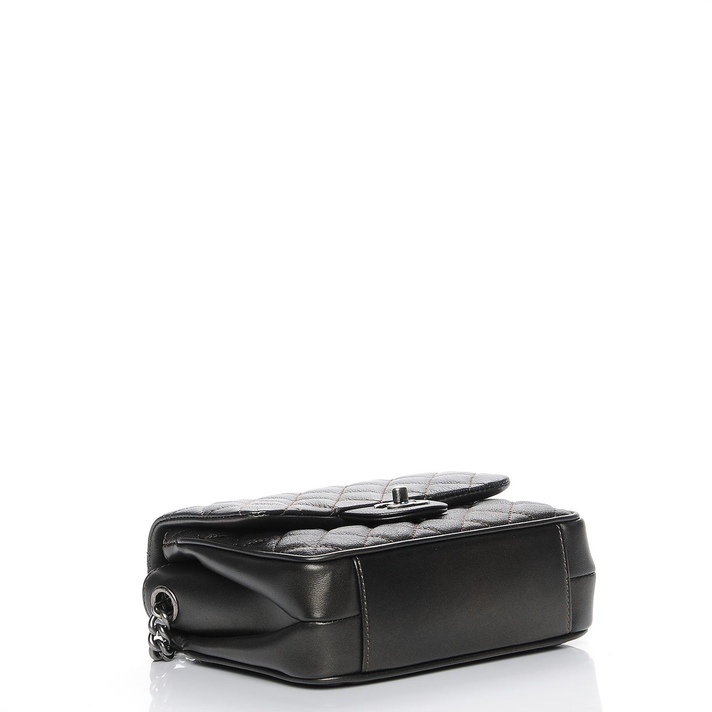 Metallic Goatskin Quilted Small Rock In Rome Flap Charcoal