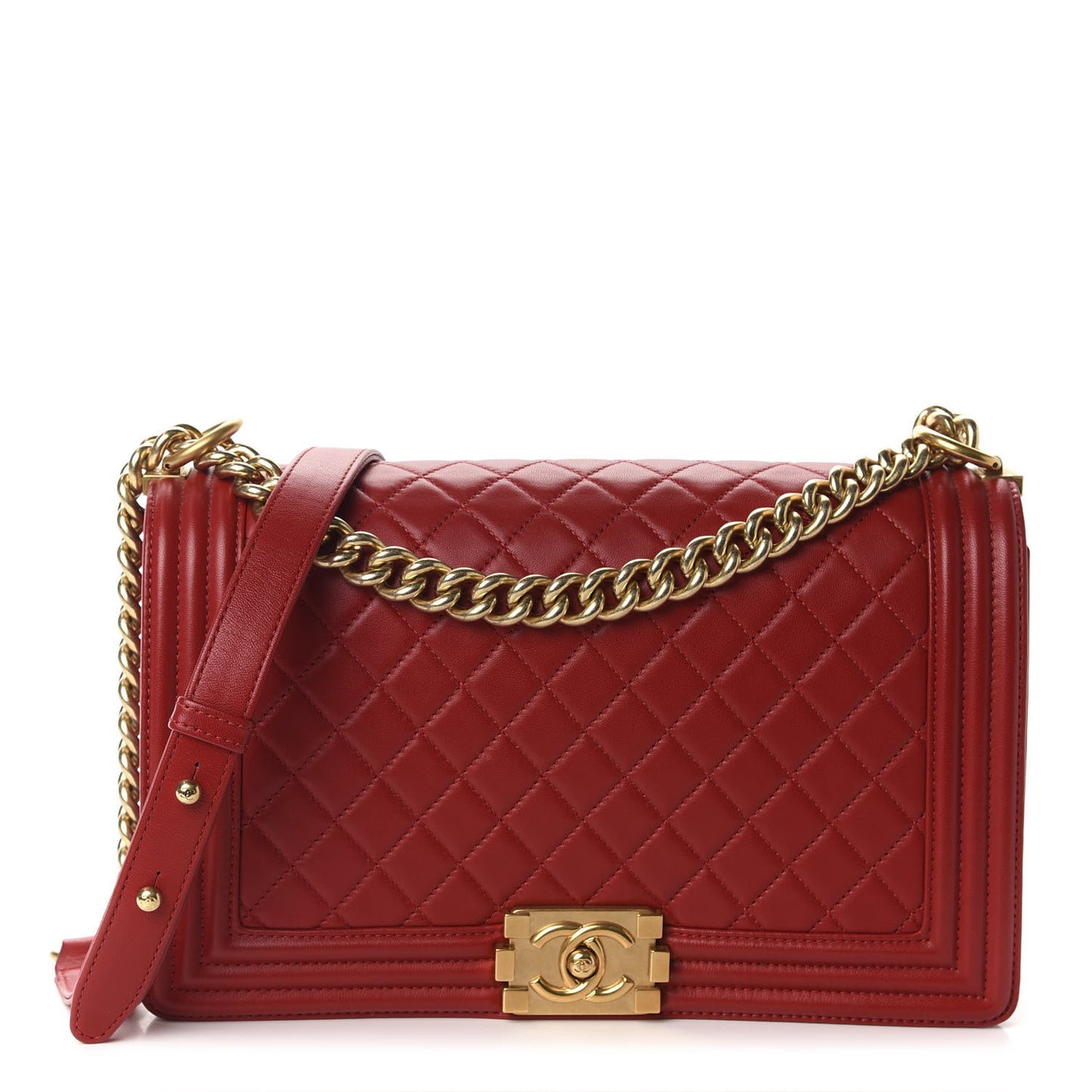 Lambskin Quilted New Medium Boy Flap Red