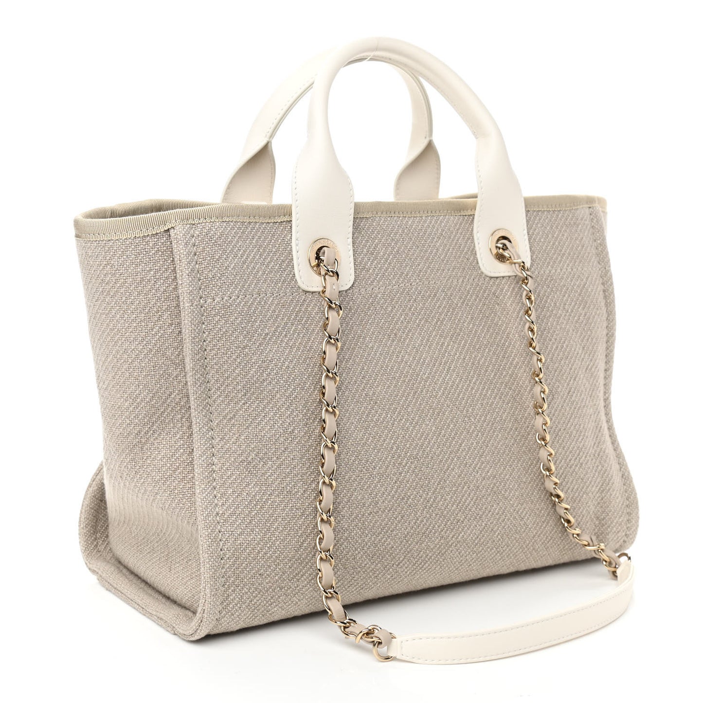 Mixed Fibers Calfskin Small Deauville Tote Light Grey