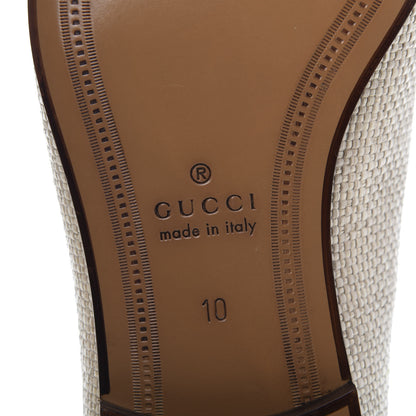 Gucci Raffia Elaphe Horsebit Mens Jordaan Loafers 10 Natural Cream Brown 8 of 9