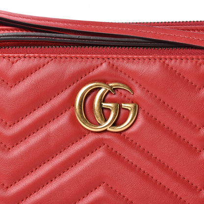 Gucci Calfskin Matelasse Small GG Marmont Double Zip Shoulder Bag Hibiscus Red 11 of 11
