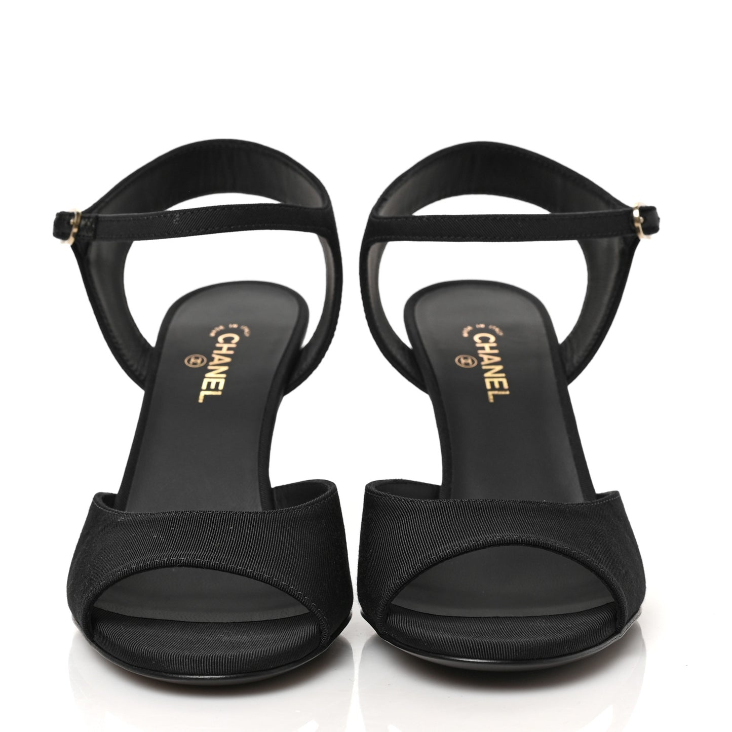 Grosgrain Metal CC Sandals 36.5 Black