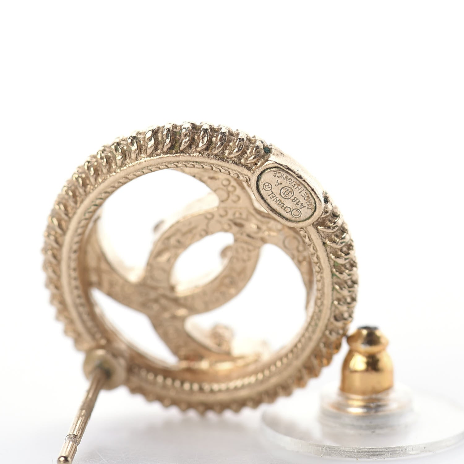 Chanel Pearl Crystal CC Round Earrings Gold 4 of 4