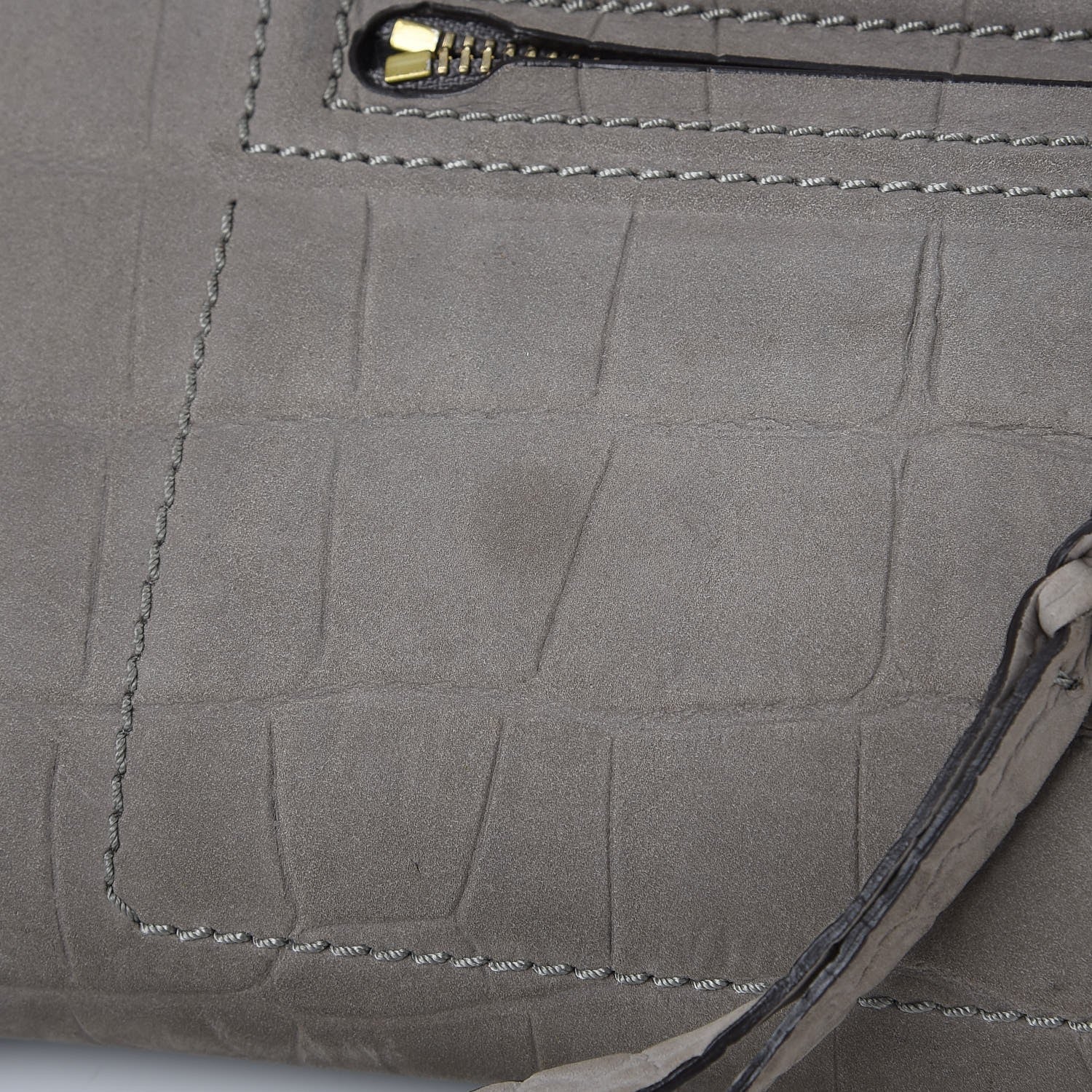 Celine Crocodile Embossed Nubuck Medium Phantom Luggage Grey 10 of 16