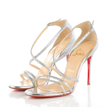 Christian Louboutin Glitter Gwynitta 100 Sandals 36.5 Silver 3 of 8