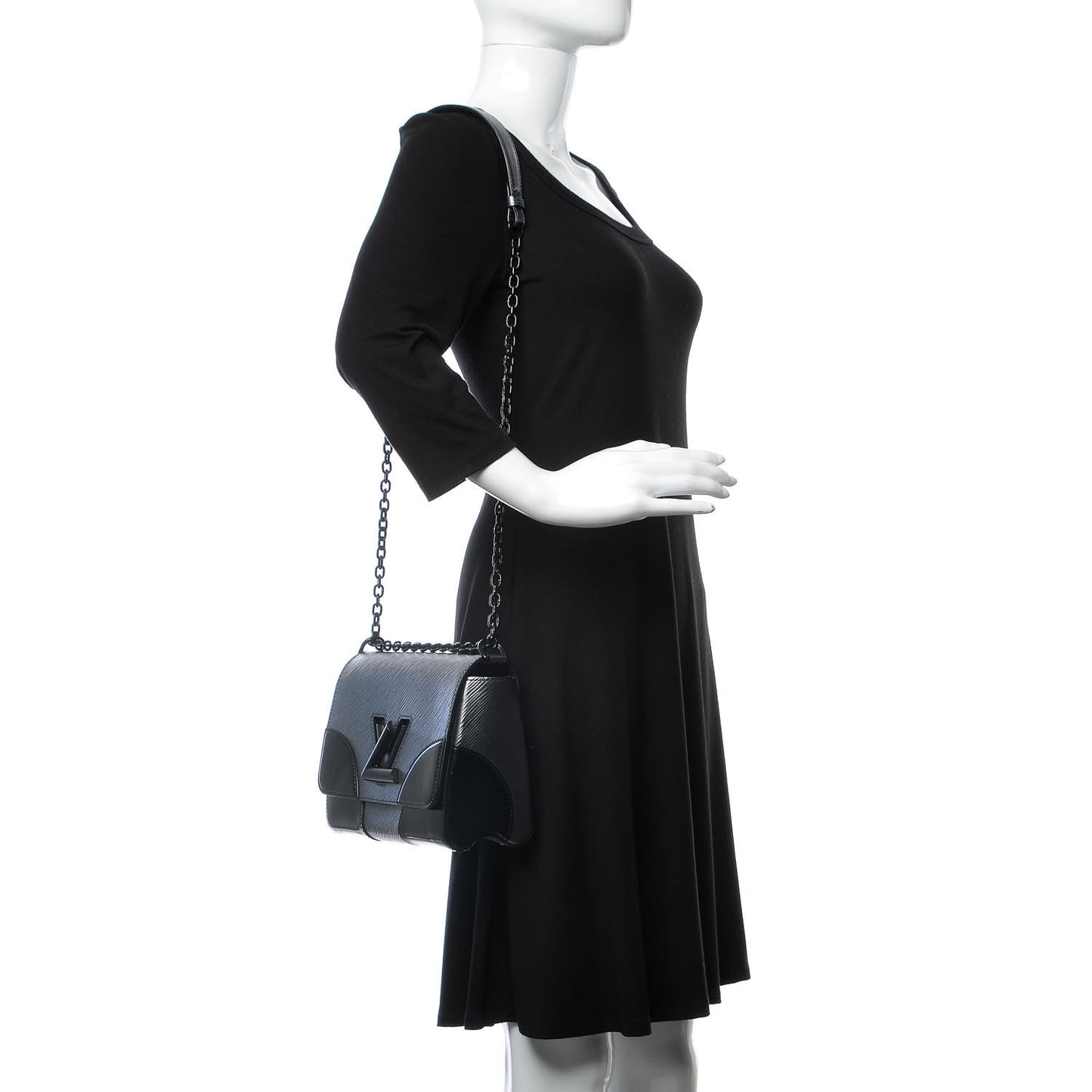 Epi Patent Twist Shoulder Bag MM Anthracite Nacre