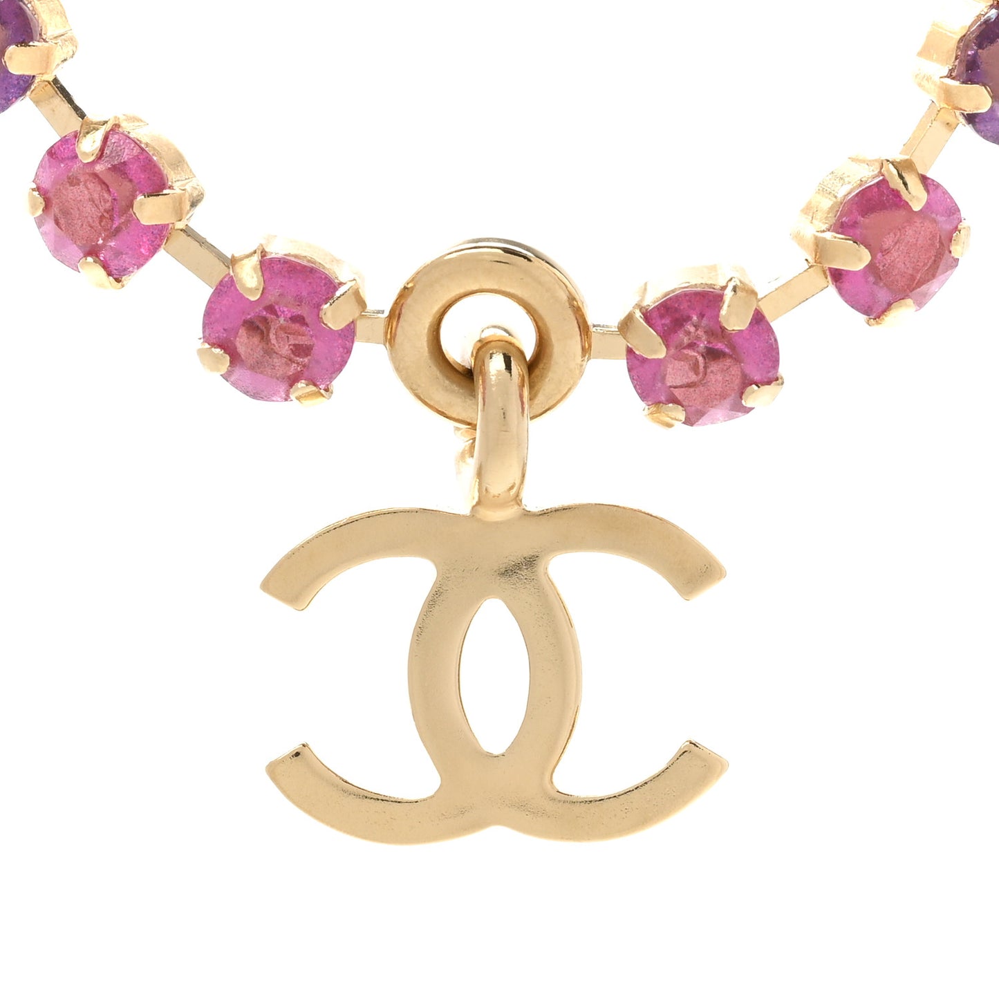 Crystal CC Choker Necklace Gold Pink Orange Purple Yellow