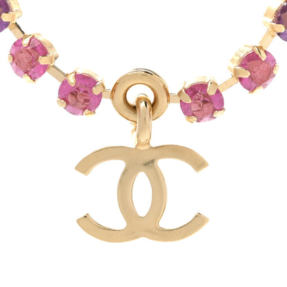 Chanel Crystal CC Choker Necklace Gold Pink Orange Purple Yellow 4 of 7