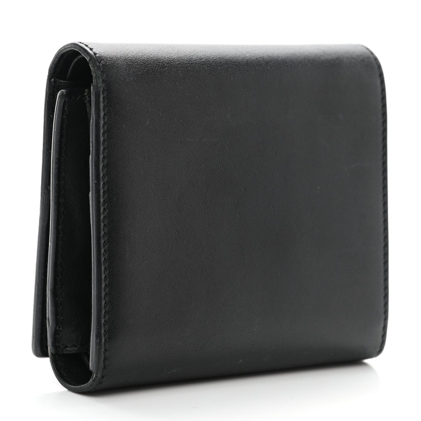 Smooth Calfskin Compact Wallet Black