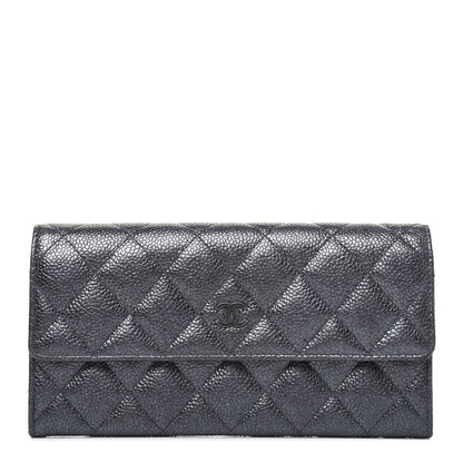 Chanel Metallic Caviar Quilted Large Flap Wallet Charcoal 1 of 18