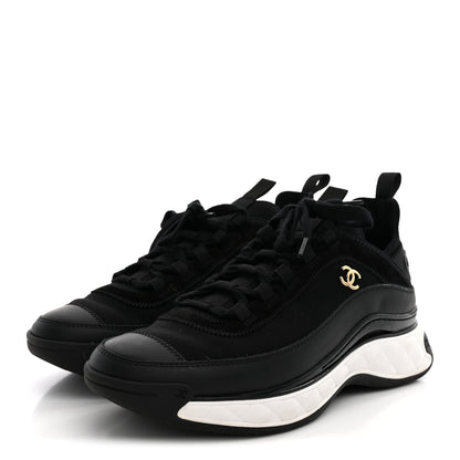 Chanel Velvet Calfskin Mixed Fibers CC Sneakers 40 Black 4 of 11