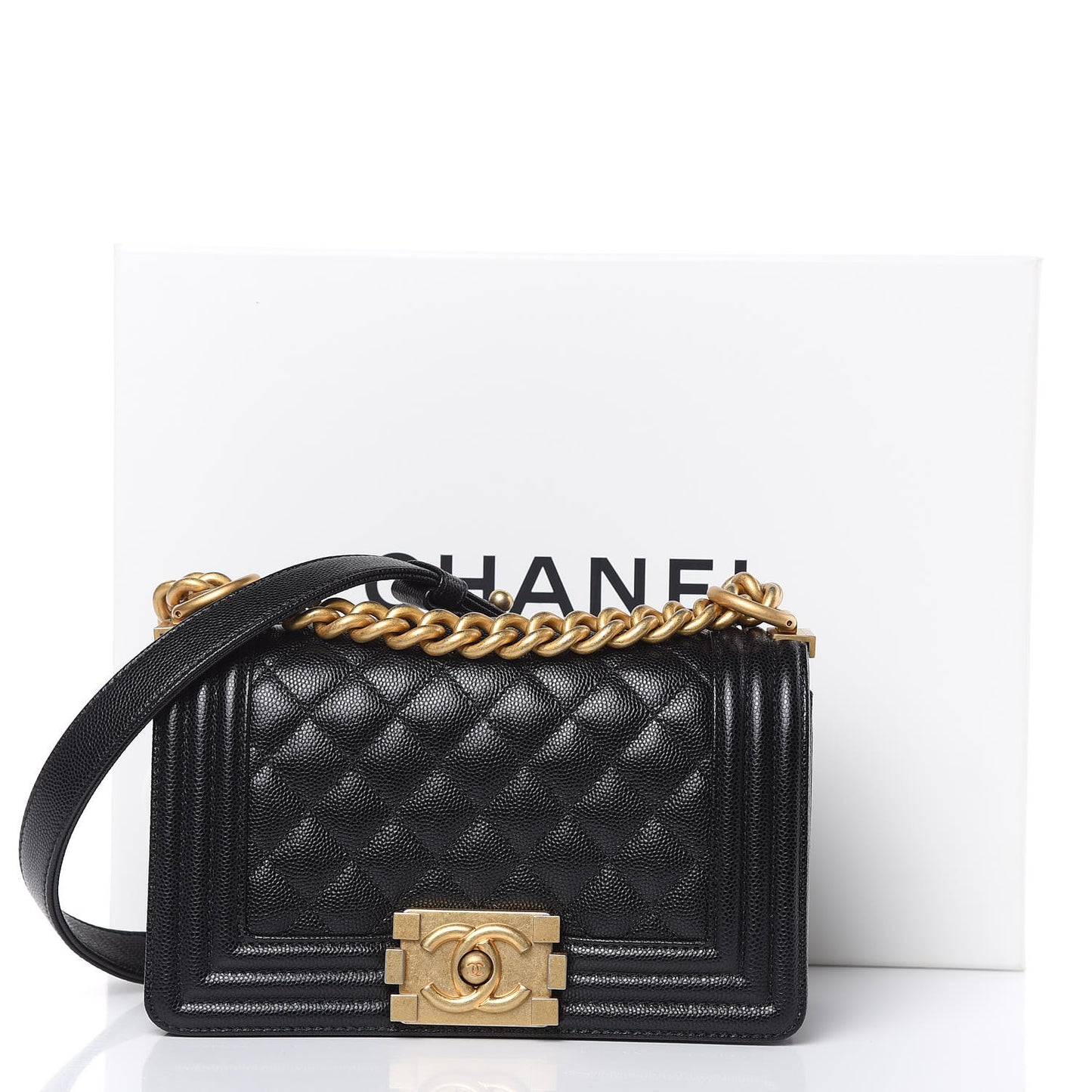 Caviar Quilted Small Boy Flap Black