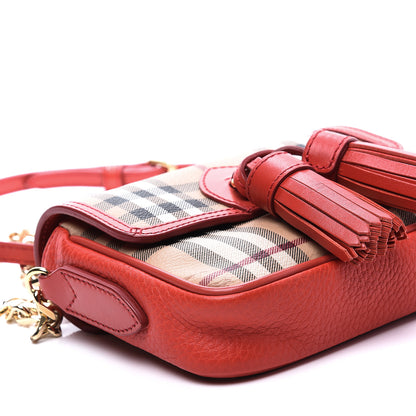 Burberry Haymarket Check Mini Tassel Crossbody Bag Red 6 of 8