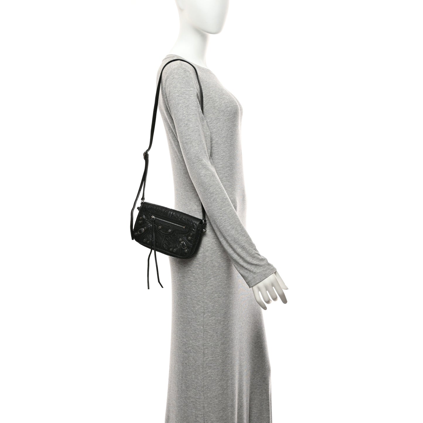 Agneau Arena Silver XS Le Cagole Flap Bag Black