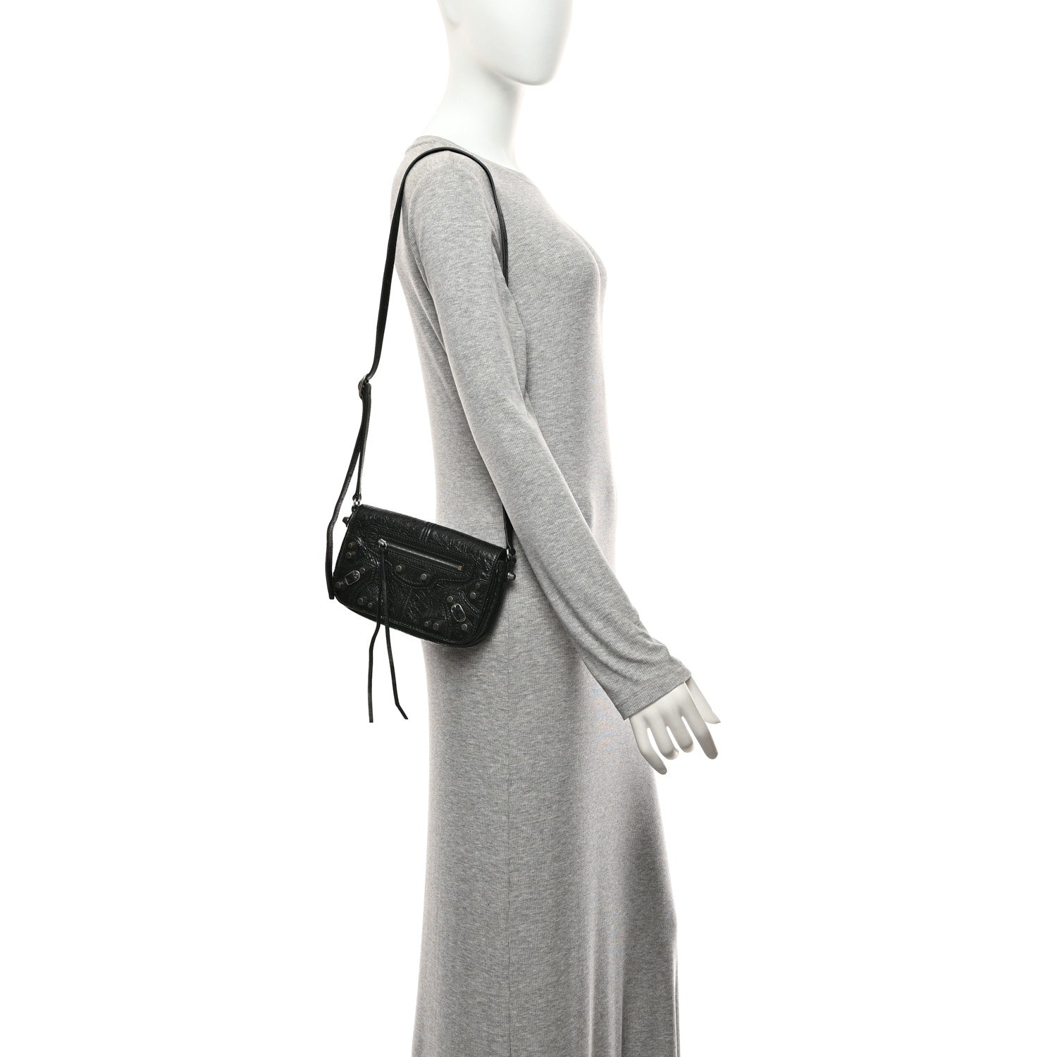Balenciaga Agneau Arena Silver XS Le Cagole Flap Bag Black 2 of 11