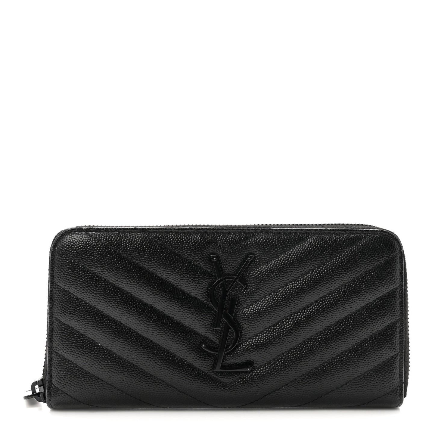 Grain De Poudre Matelasse Chevron Monogram Monochrome Zip Around Wallet Black
