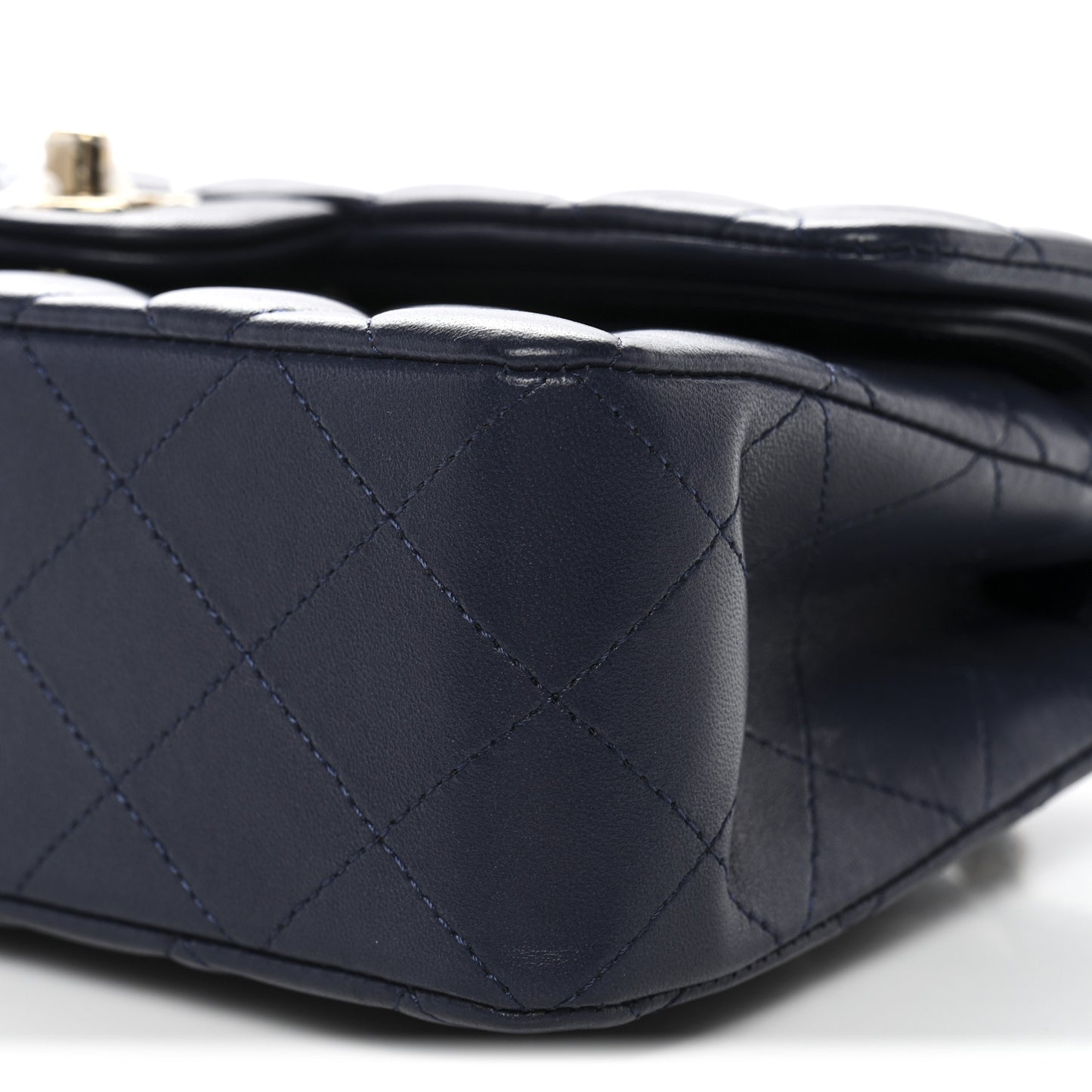 Lambskin Quilted Small Double Flap Dark Blue