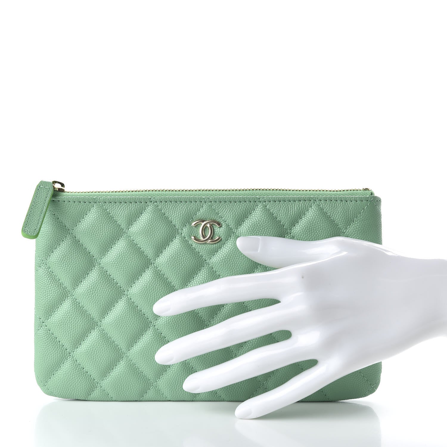 Chanel Caviar Quilted Small Cosmetic Case Light Green 2 of 11