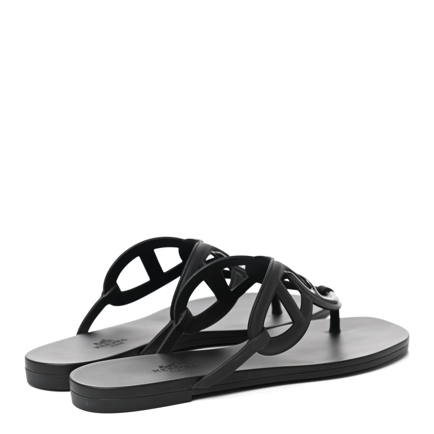 Hermes Rubber Womens Egerie Sandals 39 Black 4 of 8