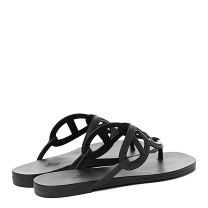 Hermes Rubber Womens Egerie Sandals 39 Black 4 of 8