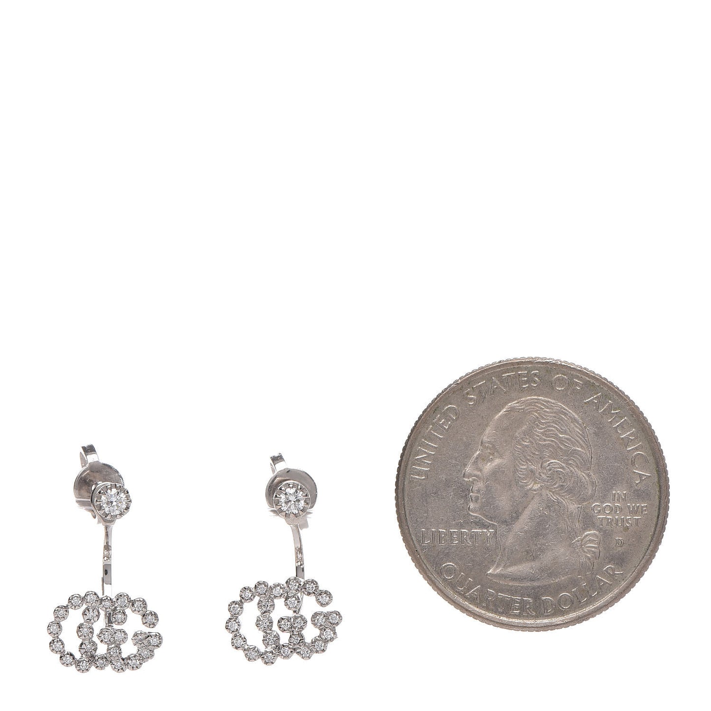 18K White Gold Diamond Running G Drop Earrings