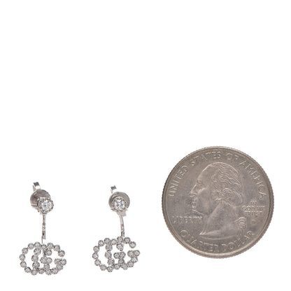 Gucci 18K White Gold Diamond Running G Drop Earrings 2 of 6