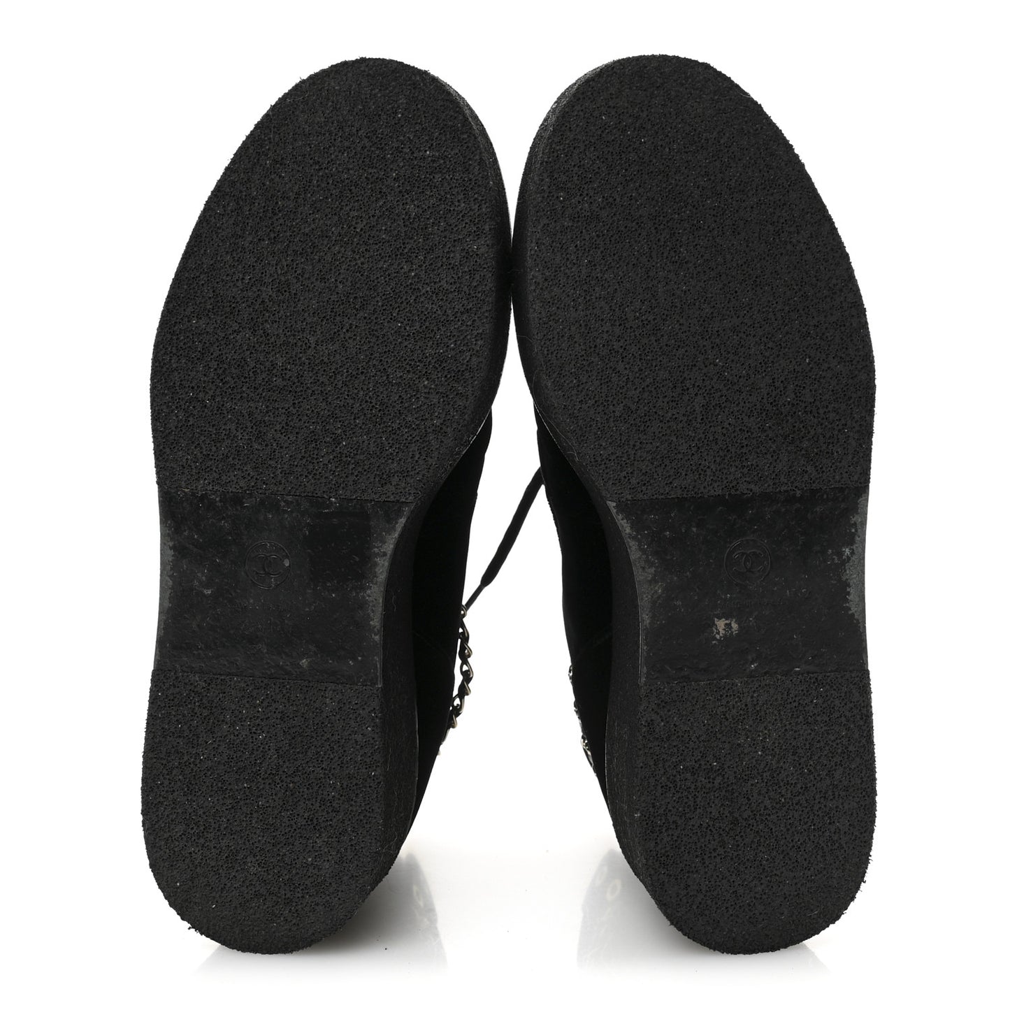 Velvet Chain Lace Up CC Short Boots 41 Black