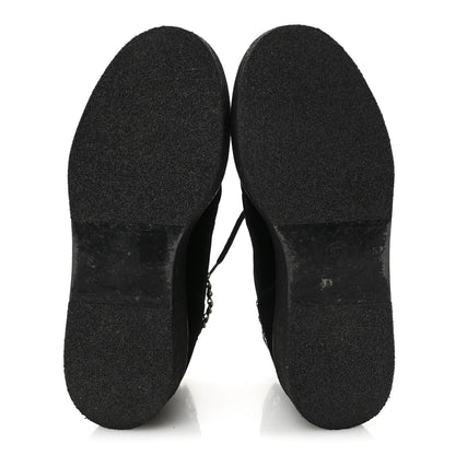 Chanel Velvet Chain Lace Up CC Short Boots 41 Black 6 of 10