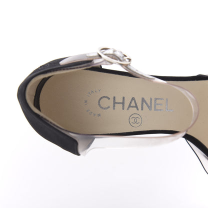 Chanel PVC Silk Crepe Cap Toe CC Pumps 35 Black 7 of 7