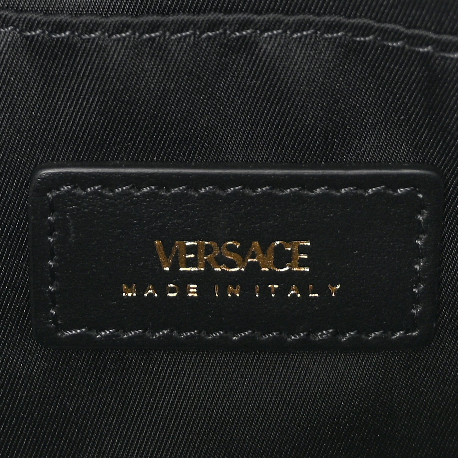 Versace Vitello Baroque Print Wristlet Pouch Black Gold 6 of 6