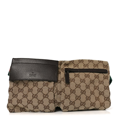 Gucci GG Monogram Web Double Pocket Belt Bag Dark Brown 1 of 10