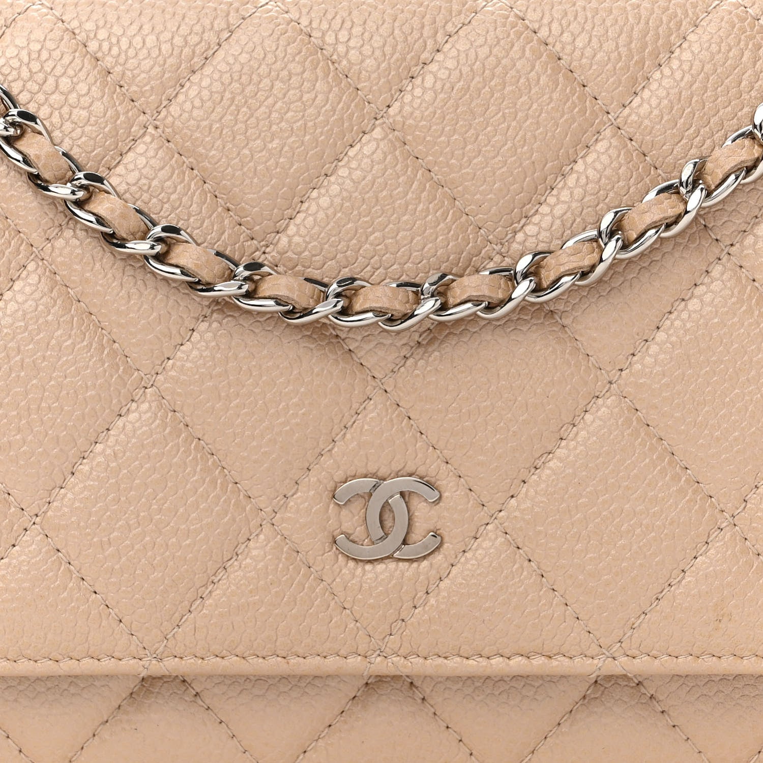 Chanel Caviar Quilted Wallet On Chain WOC Beige 9 of 16