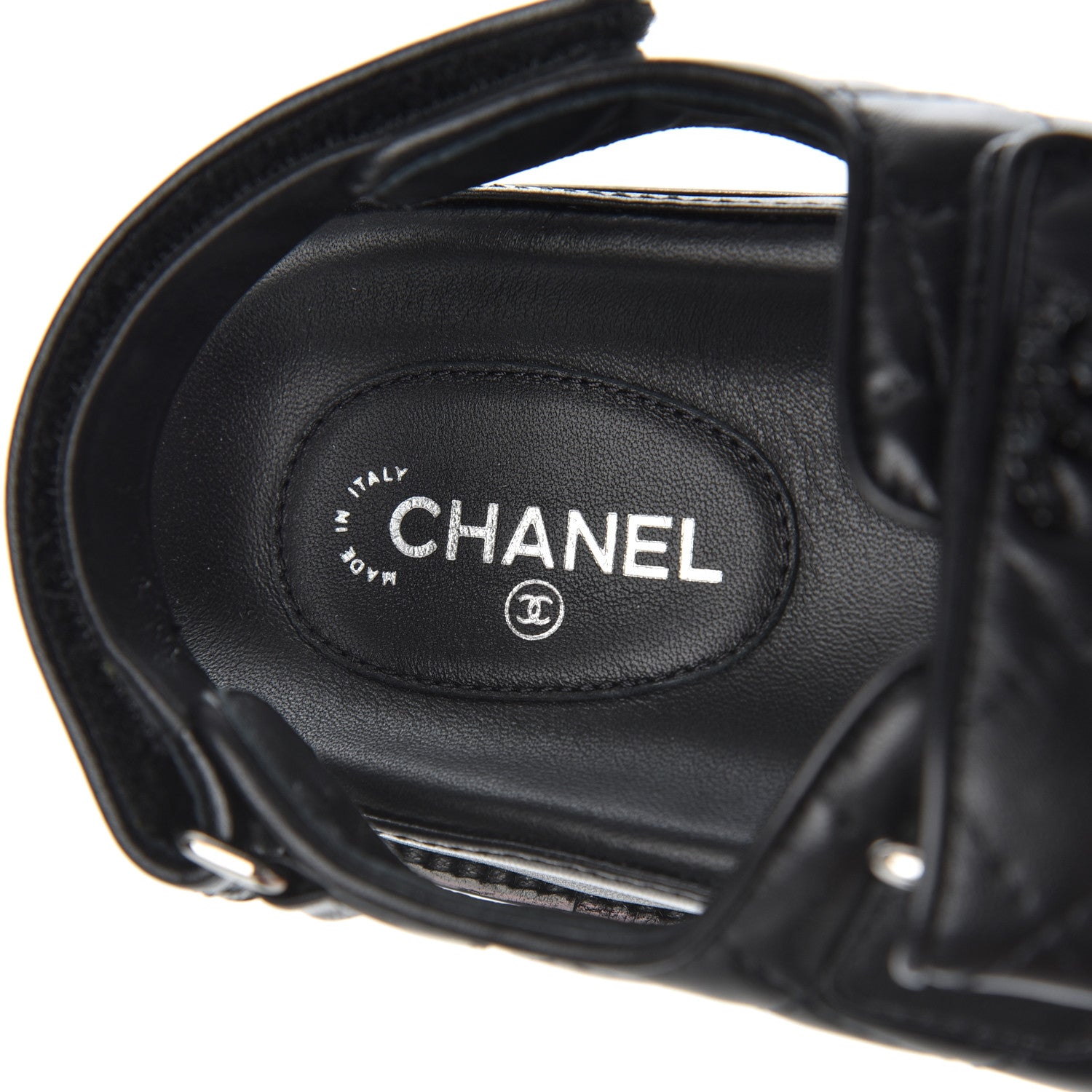 Chanel Lambskin Velcro Dad Sandals 38.5 Black 6 of 16