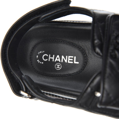 Chanel Lambskin Velcro Dad Sandals 38.5 Black 6 of 16