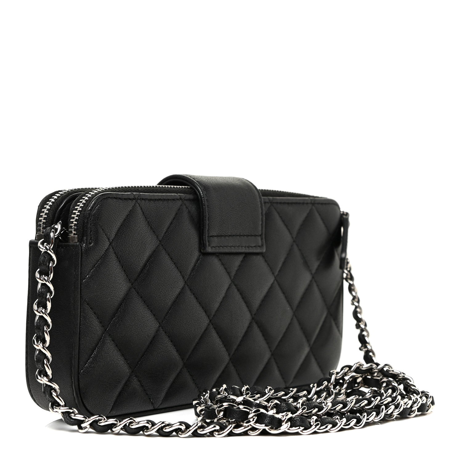 Chanel Lambskin Quilted CC Box Clutch With Chain Black 3 of 16