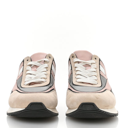 Hermes Calfskin Suede Goatskin Womens Chris Sneakers 39.5 Gris D'Hiver 3 of 8