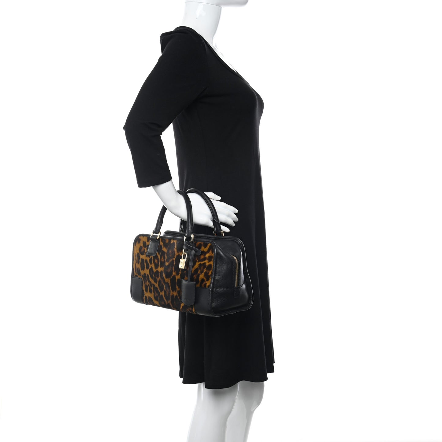 Calfskin Pony Hair Leopard Print Amazona 28 Black