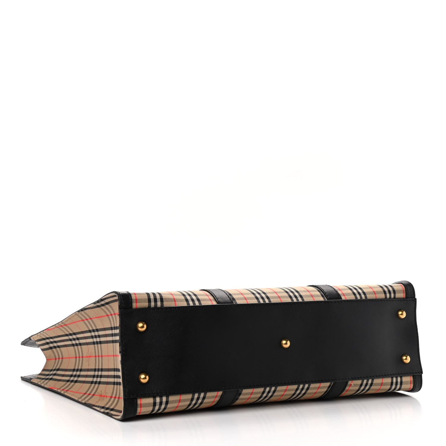 Burberry Calfskin 1983 Knight Check Link Zip Tote Black 4 of 8