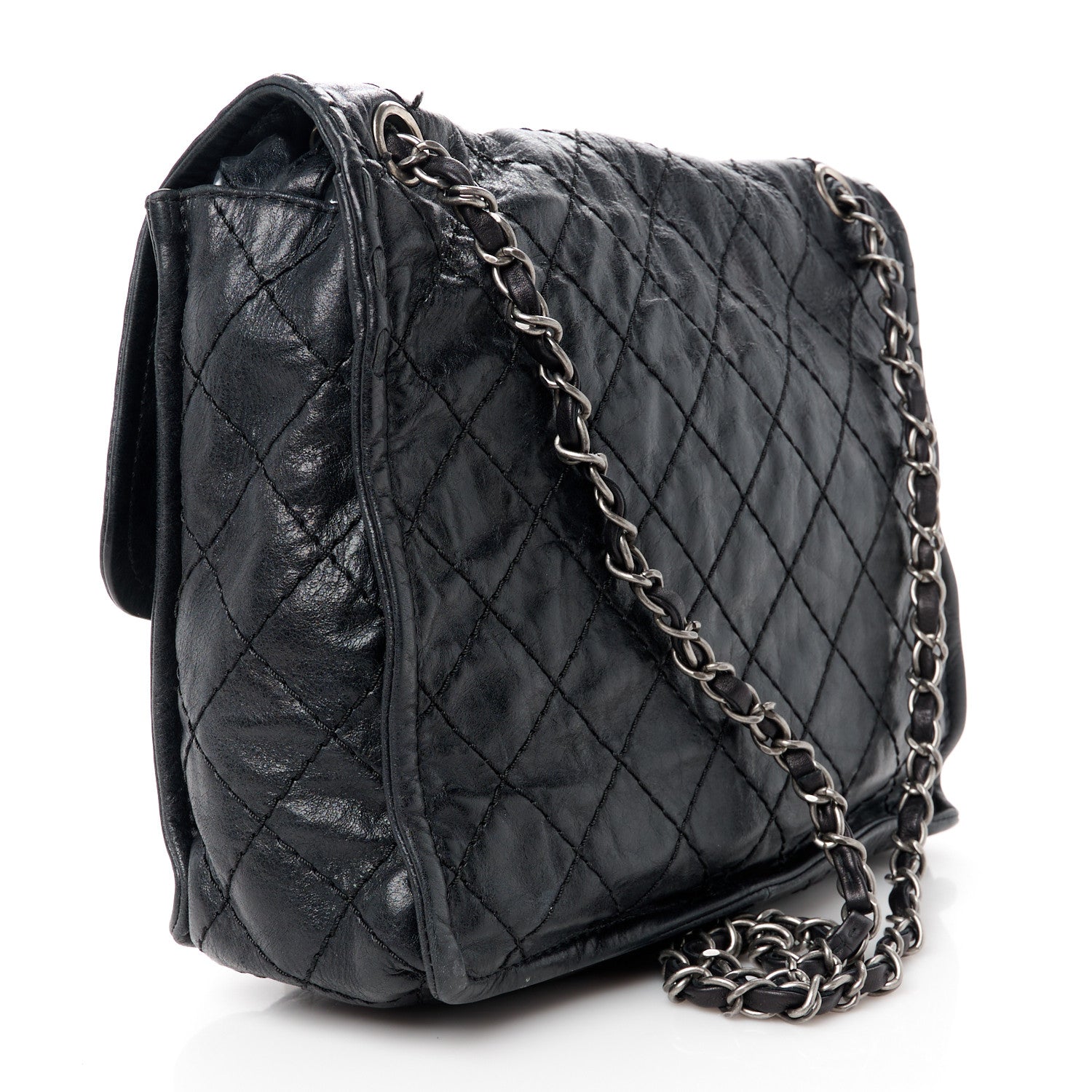 Chanel Calfskin Quilted Whipstitch Paris Edinburgh Flap Bag Black 3 of 12
