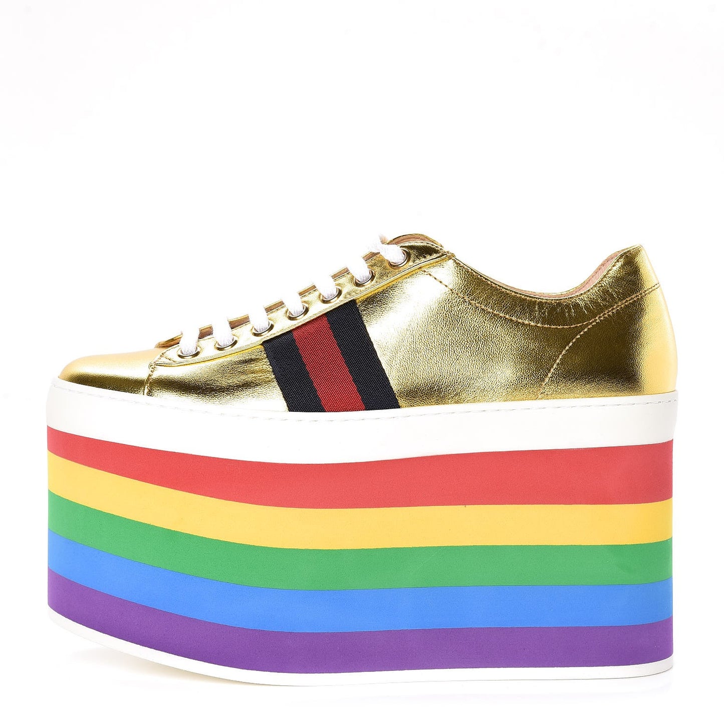 Metallic Nappa Peggy Platform Sneakers 36 Oro Vecchio
