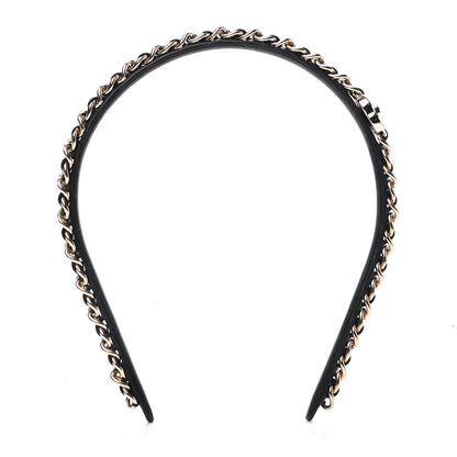 Chanel Metal Lambskin CC Turnlock Chain Headband Gold Black 3 of 6