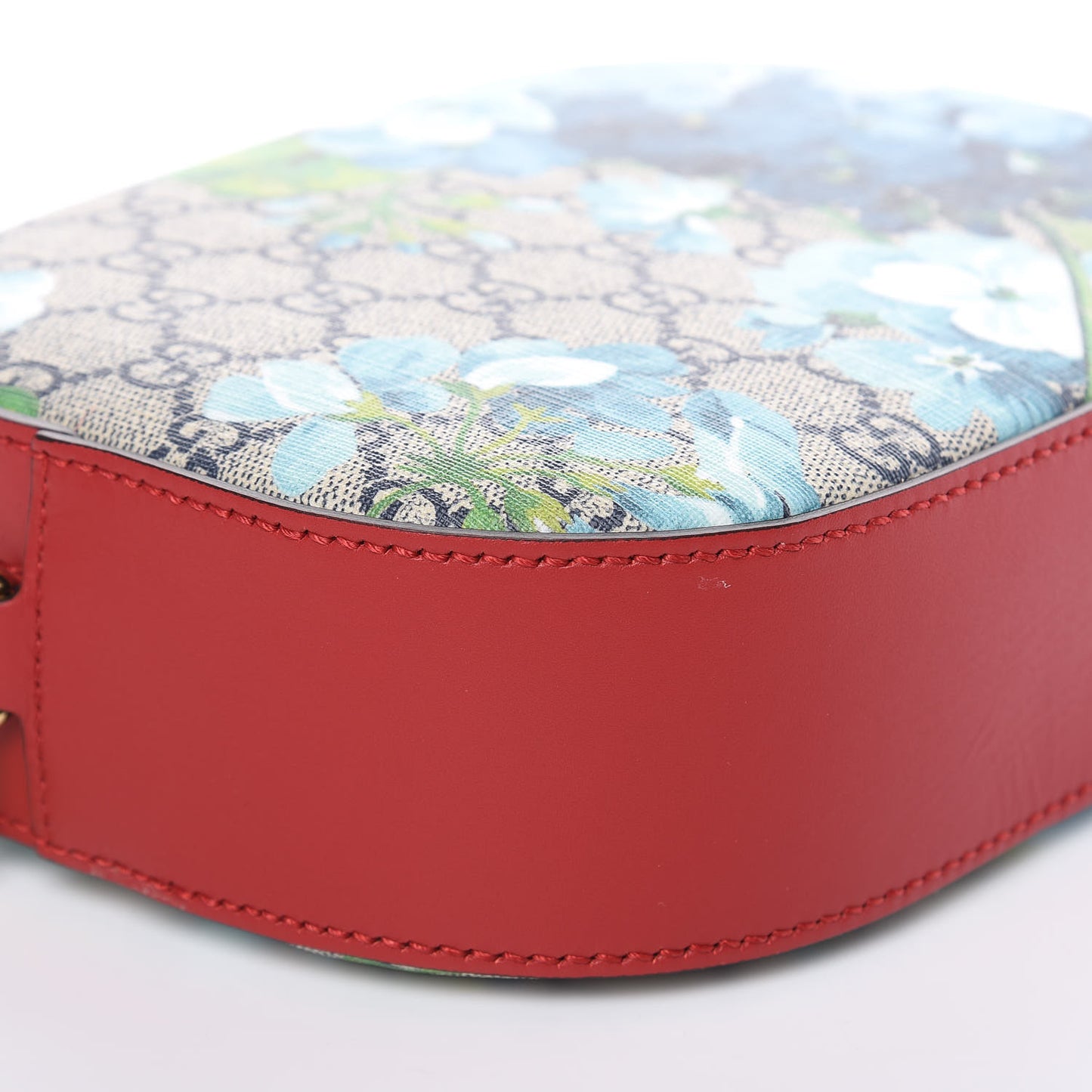 GG Supreme Monogram Blooms Mini Chain Shoulder Bag Beige Blue Navy Hibiscus Red
