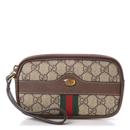 Gucci GG Supreme Monogram Ophidia Phone Case Wristlet Brown 1 of 8